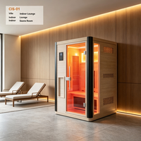 Sauna infrarouge électrique à commande numérique, design moderne, à vapeur sèche, en bois, pour intérieur, avec panneau de commande informatisé