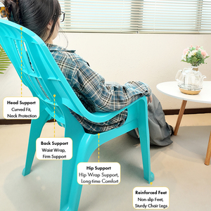 Chaise de plage empilable en plastique, ergonomique et inclinable, avec pieds antidérapants pour piscine, jardin et repos quotidien en intérieur - Product Image 4