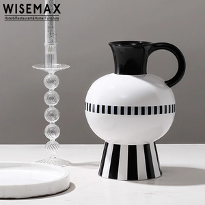 WISEMAX mobili <span class=keywords><strong>moderni</strong></span> soggiorno decorazioni verticale a righe in ceramica da tavolo vaso di fiori fatto a mano per la decorazione della casa - Product Image 4