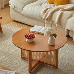 Rattan <b>Coffee</b> <b>Table</b> Natural Wood Round Solid Wood Living Room Leisure Tea <b>Table</b> - Product Image 2
