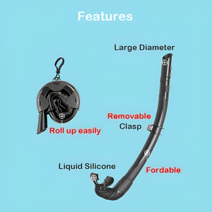 Logo Printed <strong>Rollup</strong> Foldable Full Silicone Snorkel Breathing Tube Eco-Friendly Portable Storage Case Wet Snorkeling Dive - Product Image 2