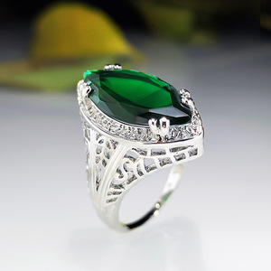 Anello ovale inciso in stile retrò color smeraldo, design classico, accessori alla moda per l'uso quotidiano - Product Image 6