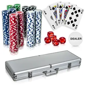 Party Poker Jeu de jetons de poker Texas 300 pièces avec étui de transport en aluminium