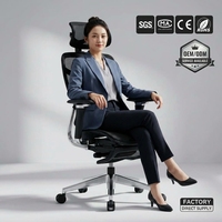 Chaise de bureau ergonomique en maille, pivotante et réglable, avec appui-tête et soutien lombaire pour le bureau
