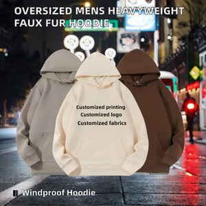 Sudaderas con Capucha Oversize Personalizadas para Hombre, Estilo Urbano, 430 g/m² de Alto Gramaje, con Bordado 3D y Estampado de Piel Sintética de Zorro Plateado - Product Image 2