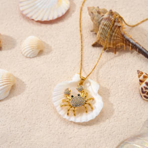 18k Gold Pvd Plated Stainless Steel Crab <strong>Necklace</strong> for Girls Womens Cute Ocean Animal Jewelry Gifts for Daughter <strong>Niece</strong> - Product Image 3