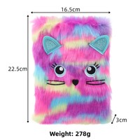 Cuaderno de Regalo para Niños con Cubierta de Felpa de Dibujos Animados A5, Diario con Bordado de Gatito Adorable, Encuadernación Perfecta - Cuaderno Chino