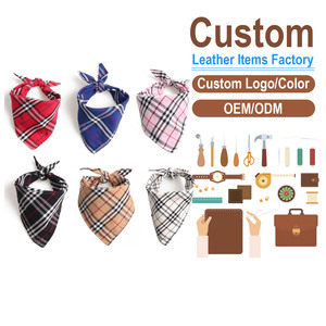 Nouvel Arrivage Bandana-collier double couche à carreaux écossais pour animaux de compagnie, en tissu respirant, bavoir anti-bave réglable pour chiens et chats - Product Image 1