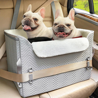 Siège auto pour chien SUREWALHOME avec ceinture de sécurité, siège auto surélevé portable pour chien avec coussin épais, lit de transport doux pour animaux de compagnie pour les voyages