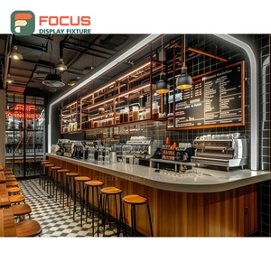 Minimal Cafe Service Counter Matte Black Finish Syrup Bottle Display Area Storefront Service Counter - Product Image 4