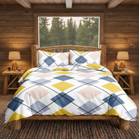 Housse de couette personnalisable en polyester 300TC, motif quadrillé simple, écologique, ensemble de literie tendance pour la maison