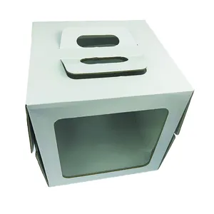 Sencaiホワイトプレーン段ボールカスタム印刷ケーキ包装箱ロゴ付きハンドル安全輸送ボックス