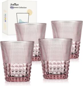 手作りピンクダイヤモンド模様300mlカップガラス容器ビールグラスジュースティーグラス食器 - Product Image 1