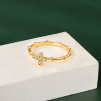 Bague pour femme simple et tendance avec pierre croisée, bijoux en or 18 carats, bijoux de mode mondiale, bague en bambou de style chinois