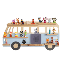 Étagère murale en bois bleue en forme de bus, à trois niveaux, moderne et durable, pour pots de fleurs, présentoir pour enfants, chambre d'enfant