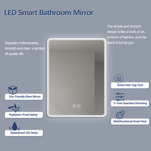 Led chiếu sáng thiết kế hiện đại Nhôm đóng khung gương thông minh với cảm ứng chuyển đổi cho phòng ngủ phòng khách salon hoặc biệt thự trang trí nội thất - Product Image 3