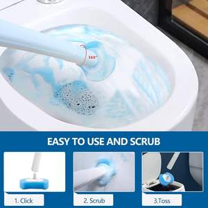 Kit de brosse de nettoyage des toilettes jetable CF, brosse à toilettes, kit de 8 recharges pour un nettoyage en profondeur efficace, ensemble de porte-brosse de toilettes jetable - Product Image 4