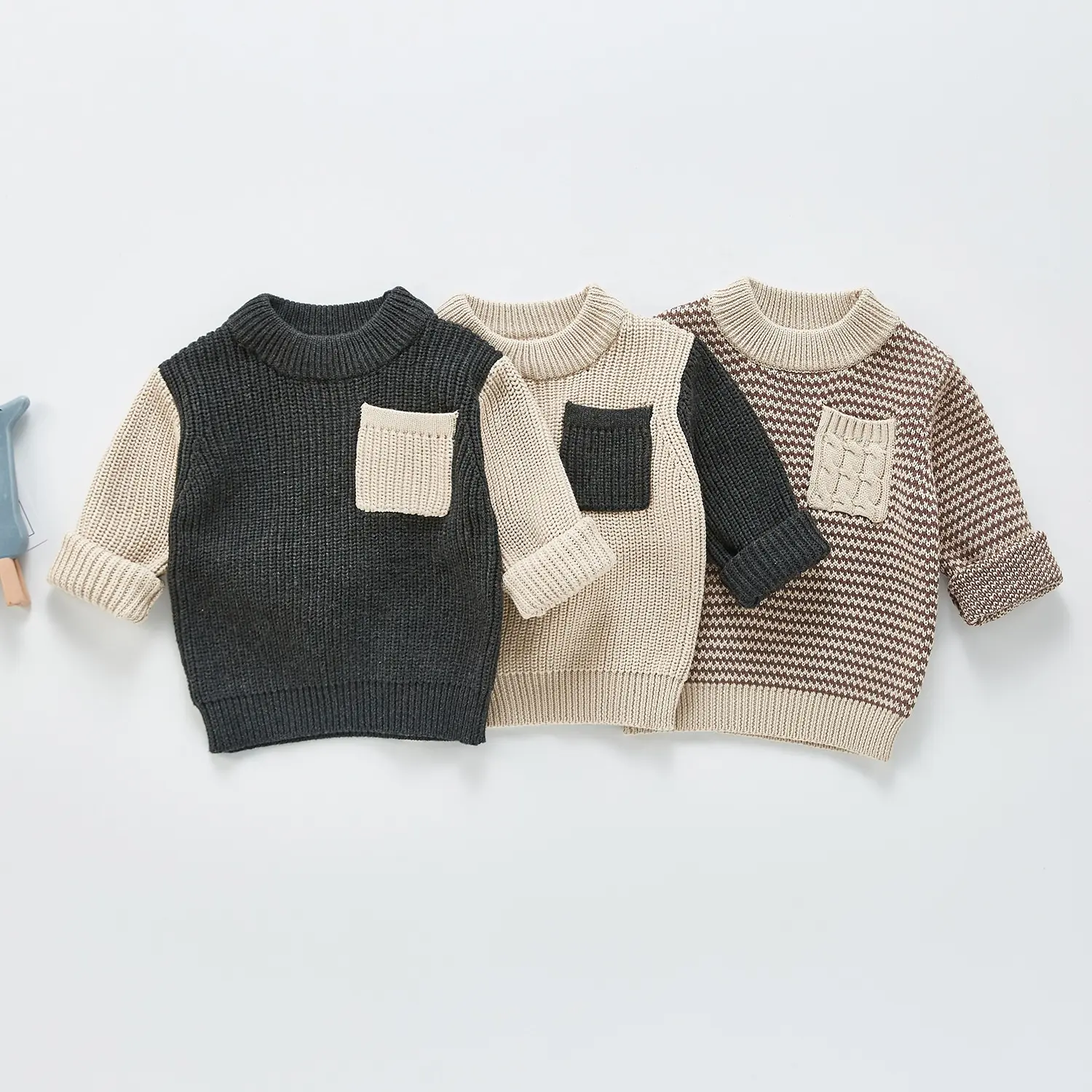 100% Katoen Chunky Knit Oversized Jongen Gebreide Pasgeboren Baby Jumper Trui Kinderen Trui Baby Truien