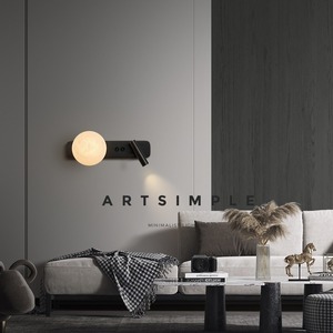 Huiju Lighting Marble <b>Wall</b> Lamp Copper Body Led Neutral <b>Light</b> <b>Bedside</b> Rotatable Ambient <b>Light</b> For Living Room - Product Image 2