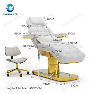 Beauty Salon Gold Base Fabric <strong>Lash</strong> Chair Electric Beauty Bed Salon Massage Table and Bed for Eyelash Facial Bed 4 Motors - Product Image 5