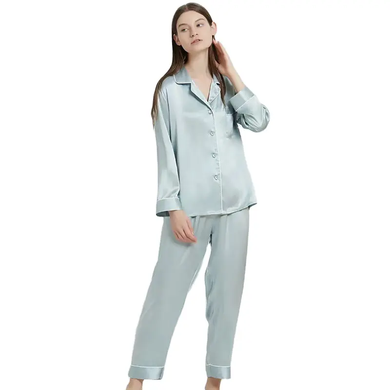 Оптовая продажа шелковых пижам 6 цветов 16 мм 100% шелковые пижамы ро<span class=keywords><strong>с</strong></span>кошный Шелковый пижамный комплект