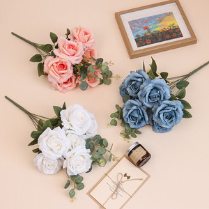 Fiori di seta artificiale 9 rami fiocco di neve <span class=keywords><strong>rose</strong></span> <span class=keywords><strong>profumate</strong></span> fatto a mano di alta qualità di lunga durata naturale vero ristorante arredamento per la casa - Product Image 4