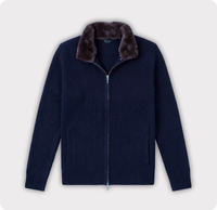 Cardigan en tricot mélange laine et acrylique avec col en fourrure, personnalisable avec étiquette de col sur mesure, de la marque TN Factory Customize Brand Outlet