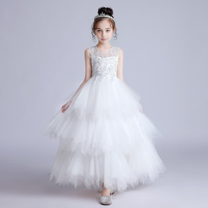 Robes en <span class=keywords><strong>tulle</strong></span> à plusieurs niveaux, robes de demoiselle d'honneur brodées pour mariage, enfants - Product Image 3
