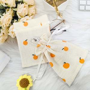 Sac à cordon en gaze de coton de haute qualité 15*20cm, écologique, recyclable, pour crème pour les yeux, bijoux, emballage personnalisé avec logo - Product Image 1