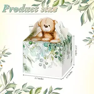 Boîtes de faveurs personnalisées pour fête prénatale Boîte à friandises en papier Décorations d'ours en peluche pour garçons filles Faveurs Invités Bonbons Sacs cadeaux d'anniversaire