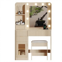 Panneau en bois pour coiffeuse de chambre à coucher avec miroir à grille verticale, multifonction et démontable