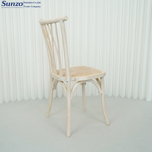 Sedie Rustiche in Legno Massello con Schienale a Croce e Seduta in Rattan per Sala da Pranzo, Interni, Esterni, Matrimoni ed Eventi - Product Image 5