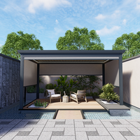 Pergola bioclimatique imperméable en aluminium avec système de drainage, stores d'extérieur coupe-vent