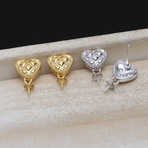 Boucles d'oreilles longues en argent S925 pour femmes, chaîne unique avec pampilles, 5-9 perles, accessoires de bricolage, support vide en or et diamant, 893 Tide - Product Image 1