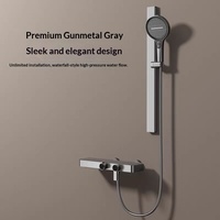 Ensemble de douche haut de gamme de luxe léger avec grande capacité de rangement, pour salle de bain domestique, à montage mural, avec jets pluie, cascade et pressurisés, et fonction massage