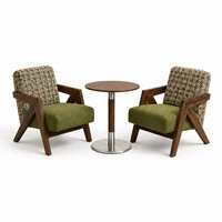 Ensemble canapé et chaises en métal de style médiéval Richard One-Table Two-Chair - Idéal pour salon, balcon, maison, hôtel - Table et chaises décontractées avec dossier