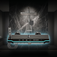 Sistema de ducha inteligente LED de cerámica cepillada con grifo de lluvia de aleación de aluminio, montaje en pared, diseño moderno para villa
