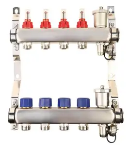 Colector por suelo radiante 2-13 puertos Distribución del colector de agua con medidor de flujo para sistemas de calefacción por suelo radiante colector