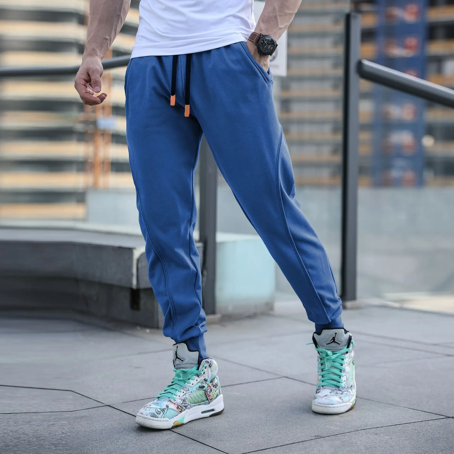 Unisex Jeans Blue Team Custom, übergroße Herren Jeans Casual Pink Pants Hose Breites Bein Bell Bottoms Straight Flared Pants/