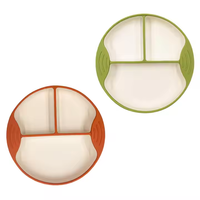 Assiette à manger pour enfants et tout-petits avec fonction d'aspiration, BabyPlateMade of 100% Food-quality SiliconePartitioned Plate, sans BPA