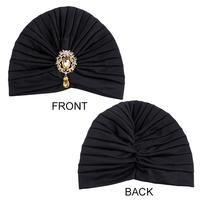 Chapeau turban plissé orné d'alliage chapeau ethnique indien couvre-chef église mariage voile casquette pour femmes dames