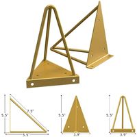 Étagères flottantes réglables en acier avec supports triangulaires dorés à un seul côté, lot de 3, à fixer au mur pour la décoration de la maison, salon, salle de bain