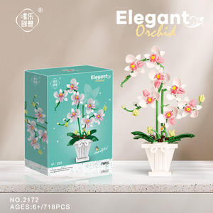 Weile Creative Orchid Flower Building <b>Block</b> Set 400-800 Pieces Assembly Toy For Teens Desktop Ornament Gift - Product Image 4