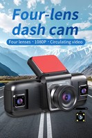 2.0 pouces 4 lentilles Dash Cam voiture boîte noire HD 1080P 150 degrés grand Angle caméra de voiture DVR prise en charge vidéo détection de mouvement et capteur G