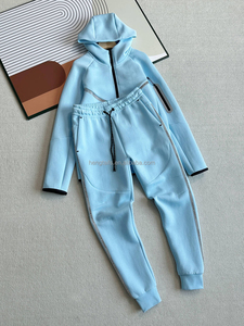 Ensemble de survêtement unisexe <span class=keywords><strong>à</strong></span> capuche avec bande réfléchissante et logo, pantalon <span class=keywords><strong>à</strong></span> revers pour activités sportives en extérieur - Product Image 4