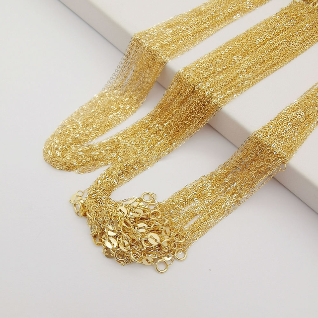 Hot Adjustable Cable Chain 1mm 9K 14K 18K Real Pure Solid Gold Good Quality Customized Thin O Chain Necklace Jewelry Wholesale