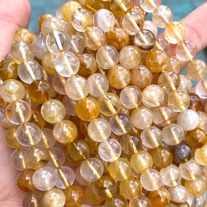 Vente en gros de brins de perles de guérisseur doré en cristal naturel utilisés pour le traitement du bracelet en cristal de guérisseur doré - Product Image 4