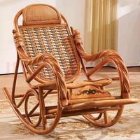 Fauteuil à bascule en bambou naturel pour personnes âgées et siège de détente confortable avec dossier inclinable pour salon et balcon