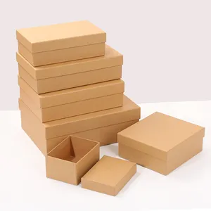 Kotak Kemasan Hadiah Jumlah Pesanan Minimum Rendah Logo Kustom Kotak Kraft Coklat Kecil dengan Tutup