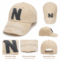 Casquette de baseball OEM ODM vintage formelle à bords effilochés, brodée, respirante, imperméable, délavée, polyvalente et décontractée
